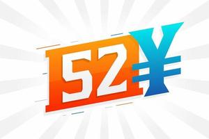 52 Yuan Chinese currency vector text symbol. 52 Yen Japanese currency Money stock vector