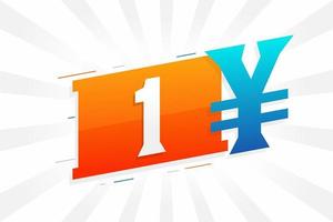 1 Yuan Chinese currency vector text symbol. 1 Yen Japanese currency Money stock vector