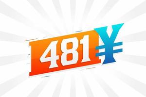 481 Yuan Chinese currency vector text symbol. 481 Yen Japanese currency Money stock vector