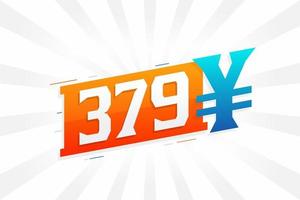 379 Yuan Chinese currency vector text symbol. 379 Yen Japanese currency Money stock vector