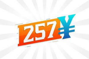 Símbolo de texto vectorial de moneda china de 257 yuanes. 257 yen moneda japonesa dinero stock vector