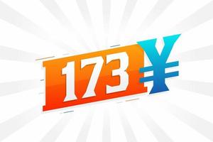 173 Yuan Chinese currency vector text symbol. 173 Yen Japanese currency Money stock vector
