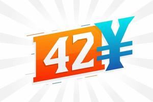 42 Yuan Chinese currency vector text symbol. 42 Yen Japanese currency Money stock vector