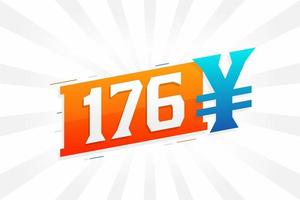 176 Yuan Chinese currency vector text symbol. 176 Yen Japanese currency Money stock vector