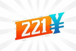 221 Yuan Chinese currency vector text symbol. 221 Yen Japanese currency Money stock vector