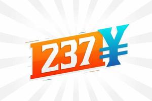 237 Yuan Chinese currency vector text symbol. 237 Yen Japanese currency Money stock vector