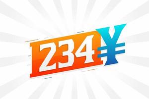 234 Yuan Chinese currency vector text symbol. 234 Yen Japanese currency Money stock vector