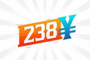 238 Yuan Chinese currency vector text symbol. 238 Yen Japanese currency Money stock vector
