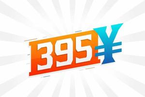 395 Yuan Chinese currency vector text symbol. 395 Yen Japanese currency Money stock vector