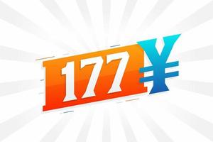 177 Yuan Chinese currency vector text symbol. 177 Yen Japanese currency Money stock vector