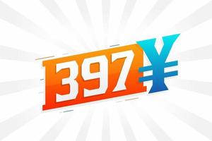 397 Yuan Chinese currency vector text symbol. 397 Yen Japanese currency Money stock vector