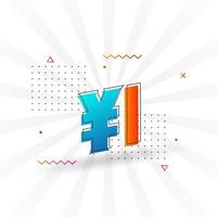 1 Yuan Chinese currency vector text symbol. 1 Yen Japanese currency Money stock vector