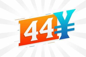 44 Yuan Chinese currency vector text symbol. 44 Yen Japanese currency Money stock vector