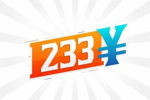 233 Yuan Chinese currency vector text symbol. 233 Yen Japanese currency Money stock vector