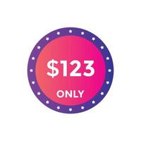 123 USD Dollar Month sale promotion Banner. Special offer, 123 dollar month price tag, shop now button. Business or shopping promotion marketing concept vector