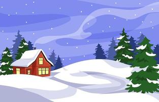 Cabin in The Winter Season vector