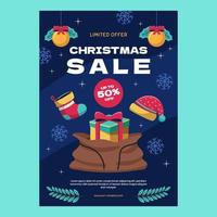 Flat Christmas Sale Poster vector