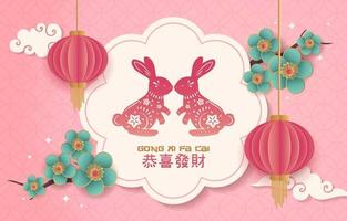 Pink Chinese New Year of the Rabbit Background vector