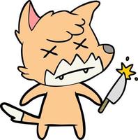 Cartoon cute dead fox vector