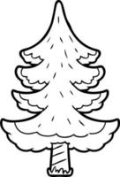 Line drawing cartoon cute tree vector