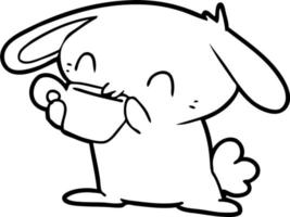 Line drawing cartoon cute rabbit vector