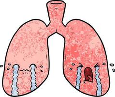 pulmones lindos de la historieta de la textura del grunge retro vector