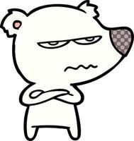 Cartoon cute polar bear angry vector