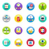 Pack of Network and Internet Flat Icons vector