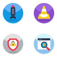 Pack of Cyber Security and Web Flat Icons vector