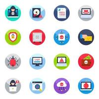 Pack of Hacking Flat Icons vector