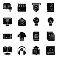 Pack of Learning and Study Solid Icons vector