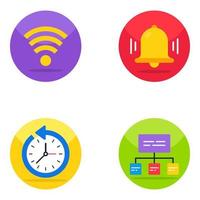 Pack of User Interface and Network Flat Icons vector