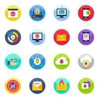 Pack of Web and Security Flat Icons vector