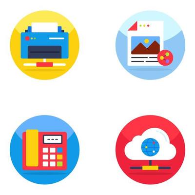 Pack of Network and Media Flat Icons