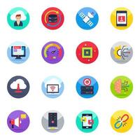 Pack of Network and Communication Flat Icons vector