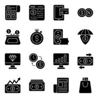 Pack of Investment Solid Icons vector