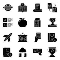 Pack of Learning and Knowledge Solid Icons vector