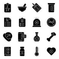 Pack of Pharmacy Solid Icons vector