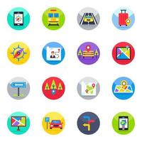 Pack of Map and Location Flat Icons vector