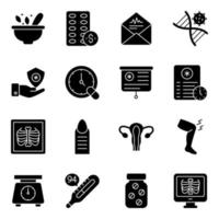 Pack of Medical Equipment Solid Icons vector