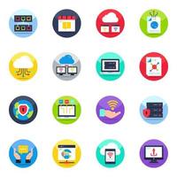 Pack of Network and Business Flat Icons vector