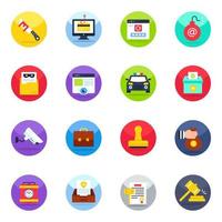 Pack of Crime and Justice Flat Icons vector