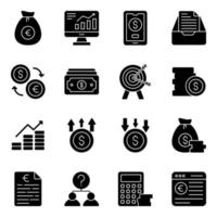 Pack of Finance Solid Icons vector