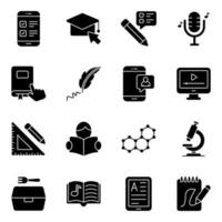 Pack of Knowledge Solid Icons vector