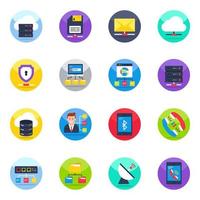 Pack of Network and Iot Flat Icons vector