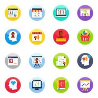 Pack of Web and Strategy Flat Icons vector