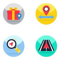 Pack of Location and Direction Flat Icons vector