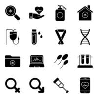 Pack of Healthcare Solid Icons vector