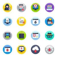 Pack of Hacking and Cybercrime Flat Icons vector