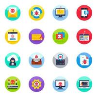 Pack of Cyber and Hacking Flat Icons vector